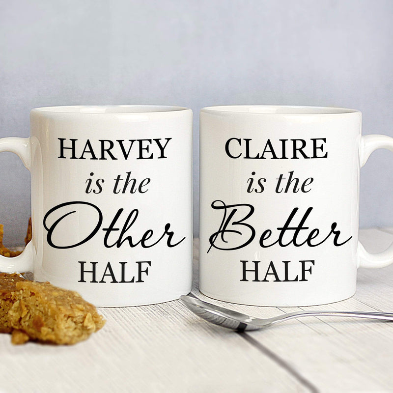 Personalised Memento Mugs Personalised Other Half and Better Half Mug Set