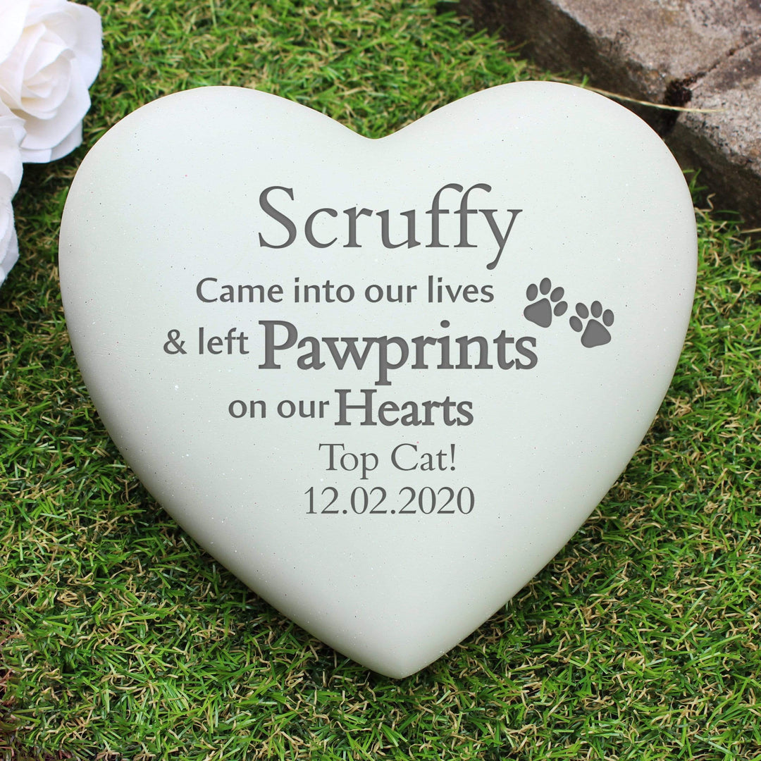 Personalised Memento Memorials Personalised Pet Pawprints Heart Memorial