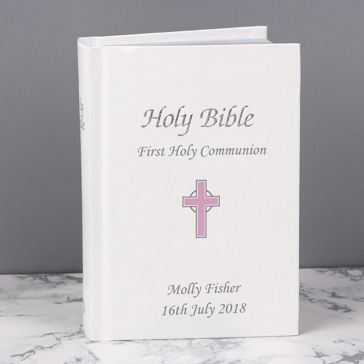 Personalised Memento Books Personalised Pink Cross Bible