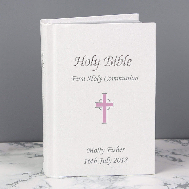 Personalised Memento Books Personalised Pink Cross Bible