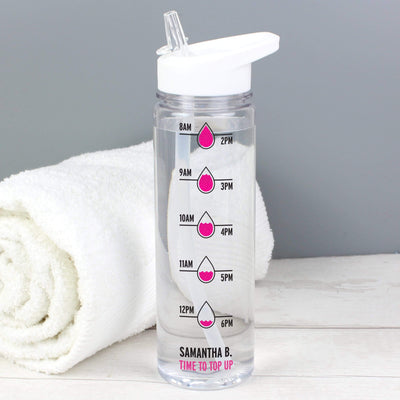 Personalised Memento Mealtime Essentials Personalised Pink 'Hydration Tracker' Island Water Bottle