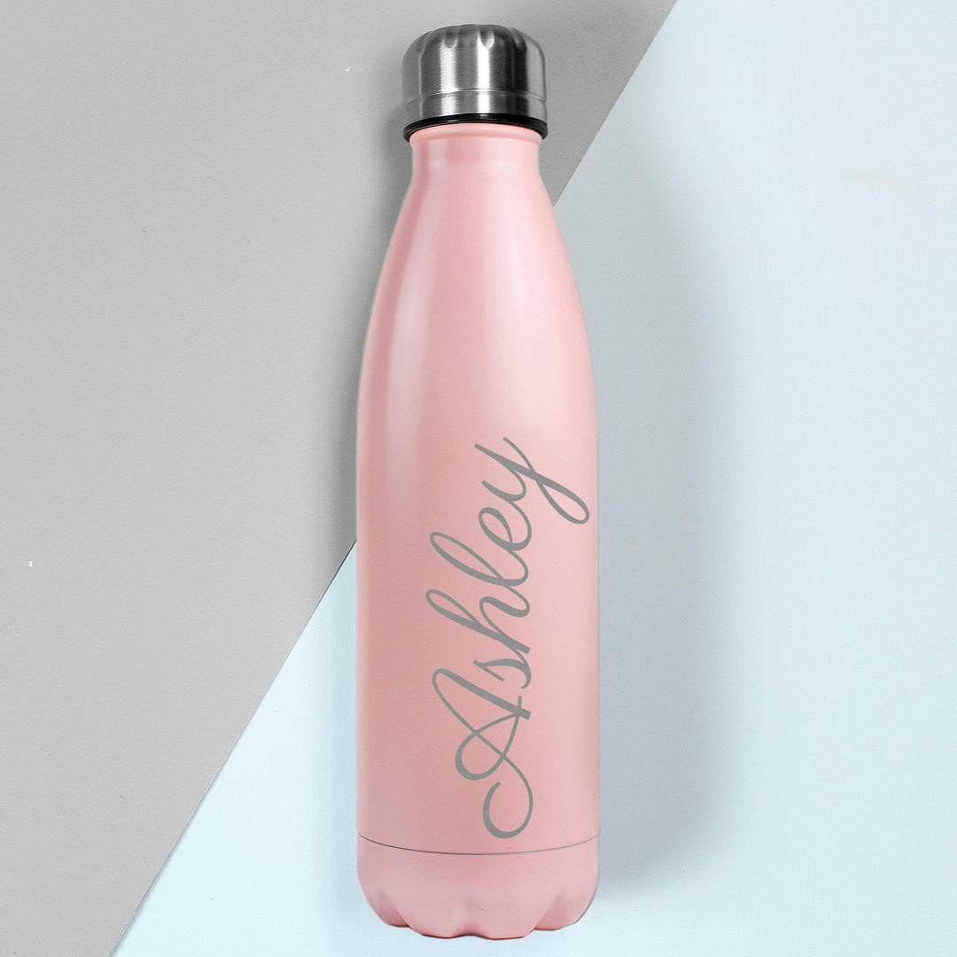Personalised Memento Glasses &amp; Barware Personalised Pink Metal Insulated Drinks Bottle