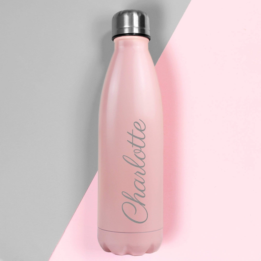 Personalised Memento Glasses &amp; Barware Personalised Pink Metal Insulated Drinks Bottle