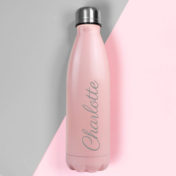 Personalised Memento Glasses &amp; Barware Personalised Pink Metal Insulated Drinks Bottle