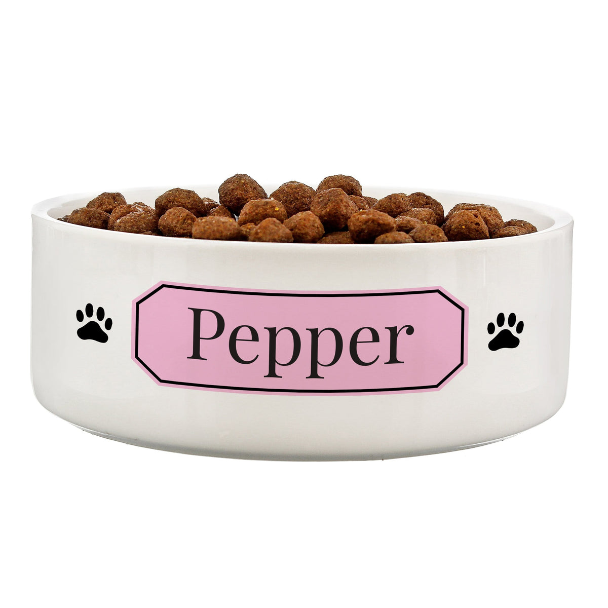 Personalised Memento Pet Gifts Personalised Pink Plaque 14cm Medium Pet Bowl