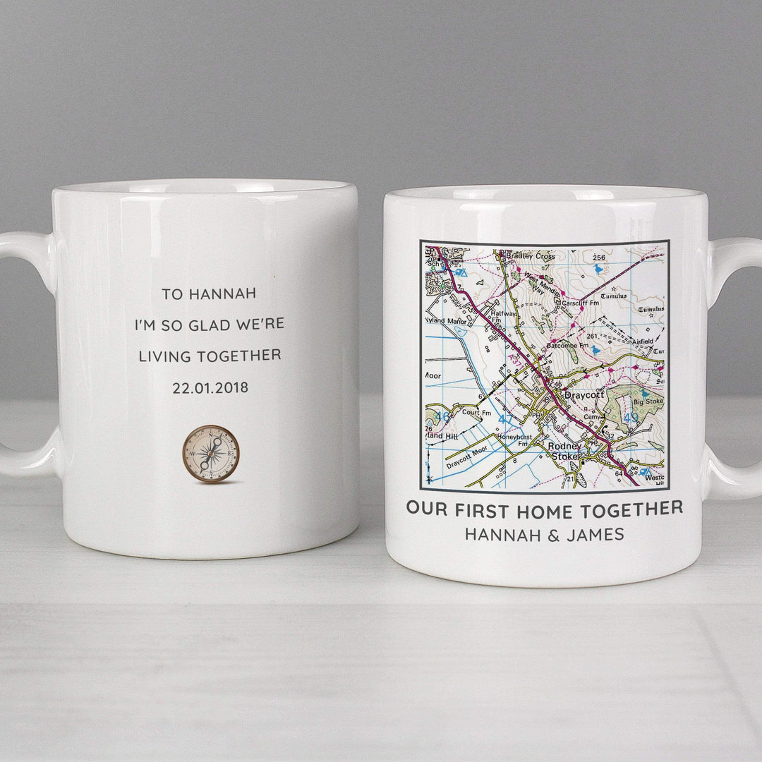 Personalised Memento Mugs Personalised Present Day Map Compass Mug