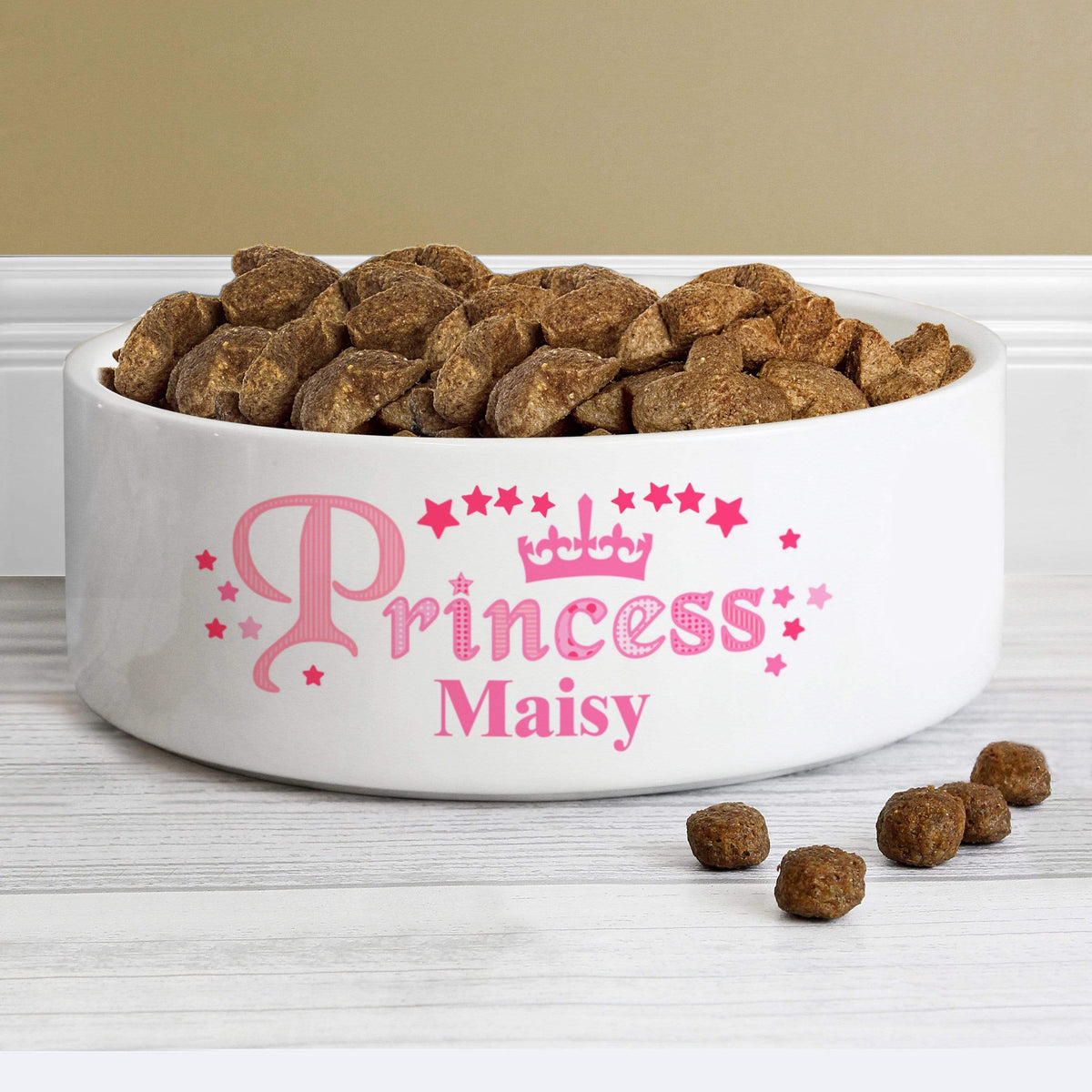 Personalised Memento Pet Gifts Personalised Princess 14cm Medium White Pet Bowl