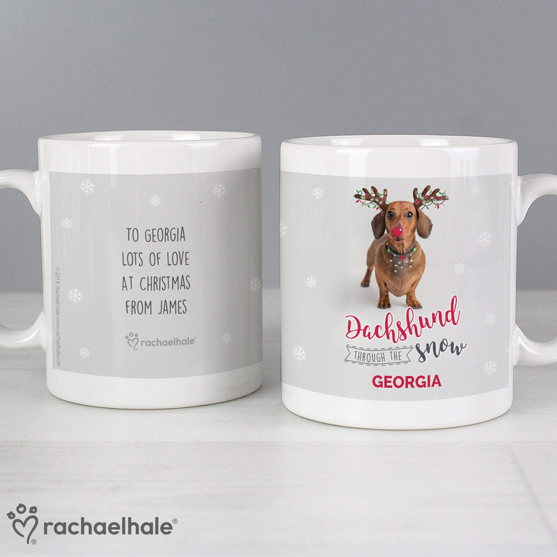 Personalised Memento Mugs Personalised Rachael Hale Christmas Dachshund Through the Snow Mug