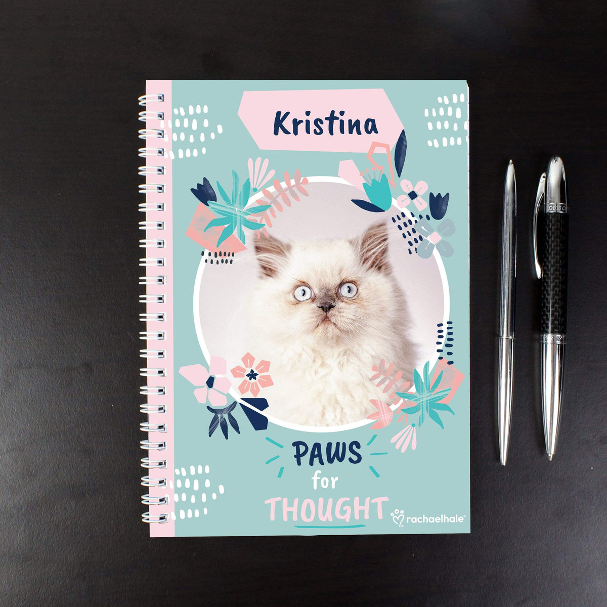 Personalised Memento Stationery & Pens Personalised Rachael Hale 'Paws for Thought' Cat A5 Notebook