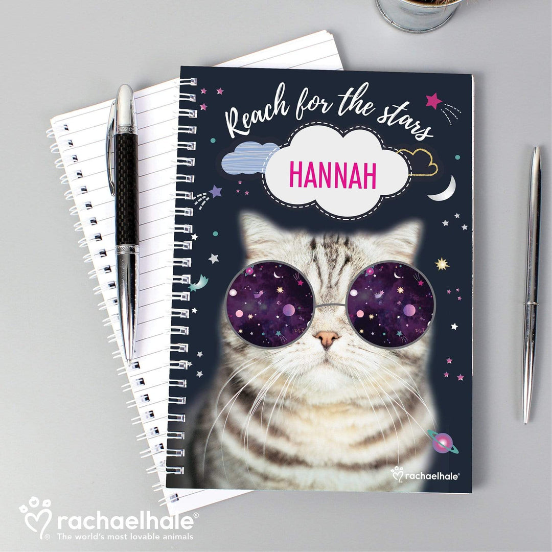 Personalised Memento Stationery &amp; Pens Personalised Rachael Hale Space Cat A5 Notebook
