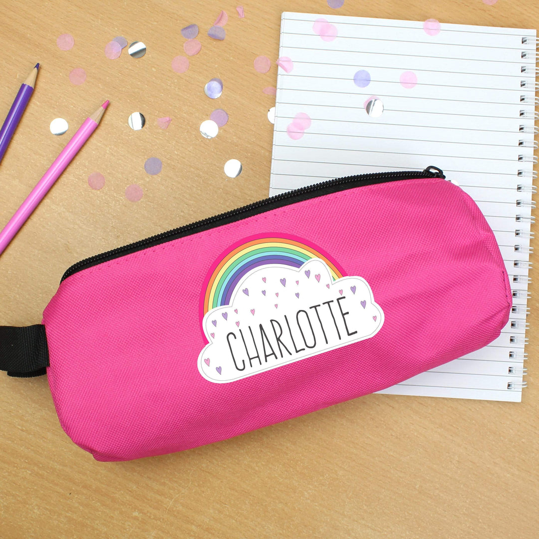 Personalised Memento Stationery &amp; Pens Personalised Rainbow Pink Pencil Case