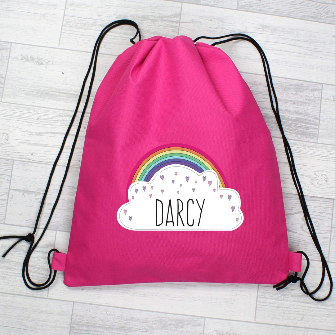 Personalised Memento Textiles Personalised Rainbow Pink Swim & Kit Bag