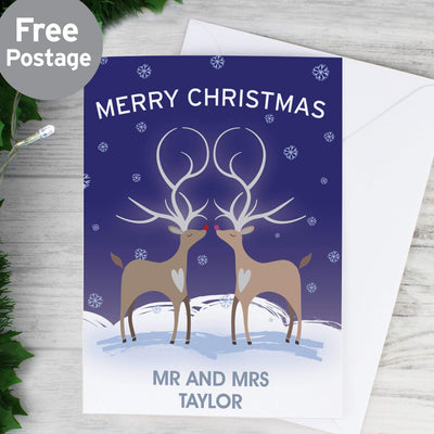 Personalised Memento Greetings Cards Personalised Reindeer Couple Card