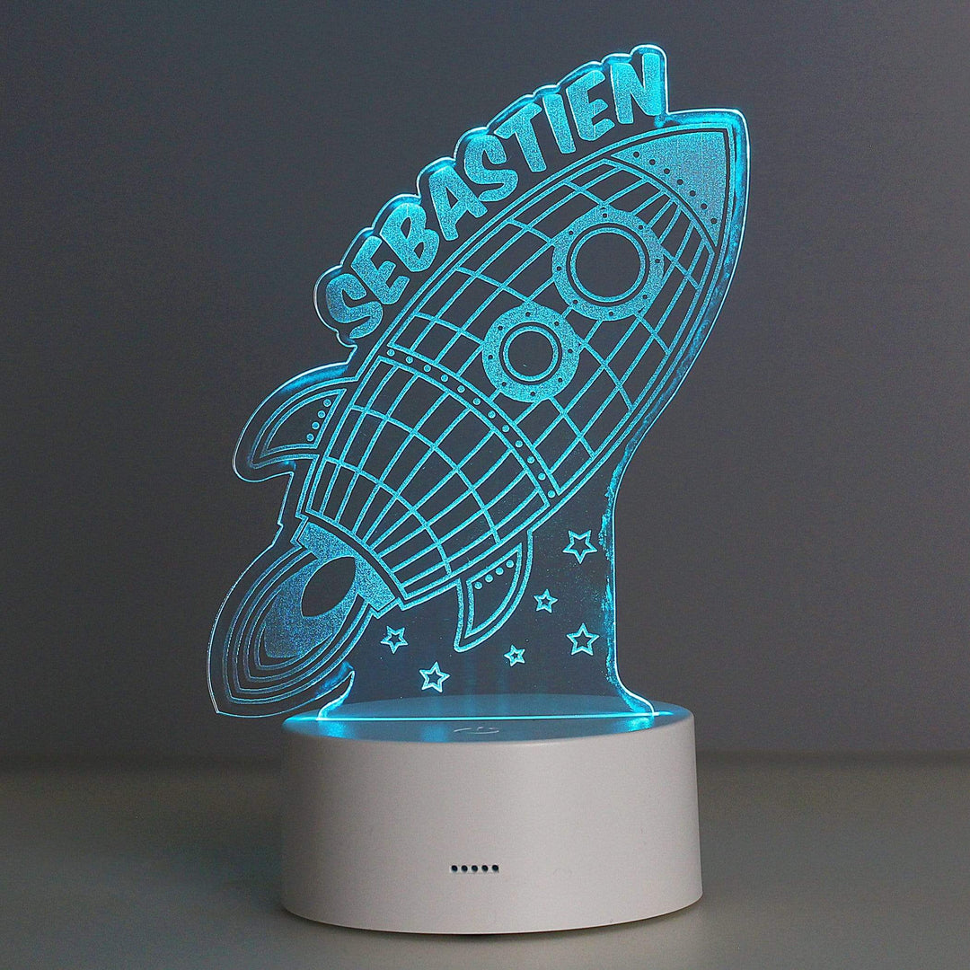 Personalised Memento LED Lights, Candles &amp; Decorations Personalised Rocket LED Colour Changing Wireframe Night Light
