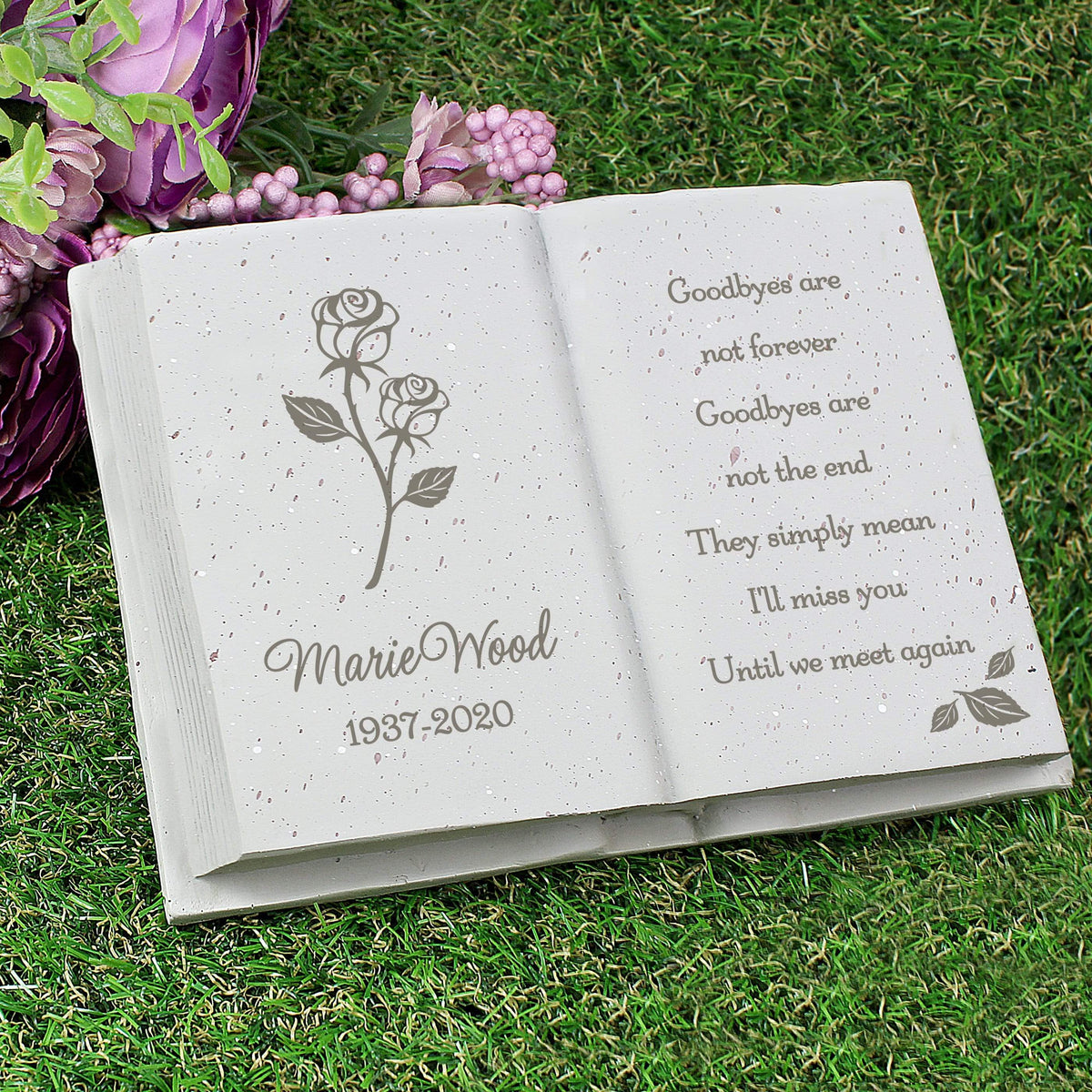 Personalised Memento Ornaments Personalised Engraved Rose Design Memorial Book