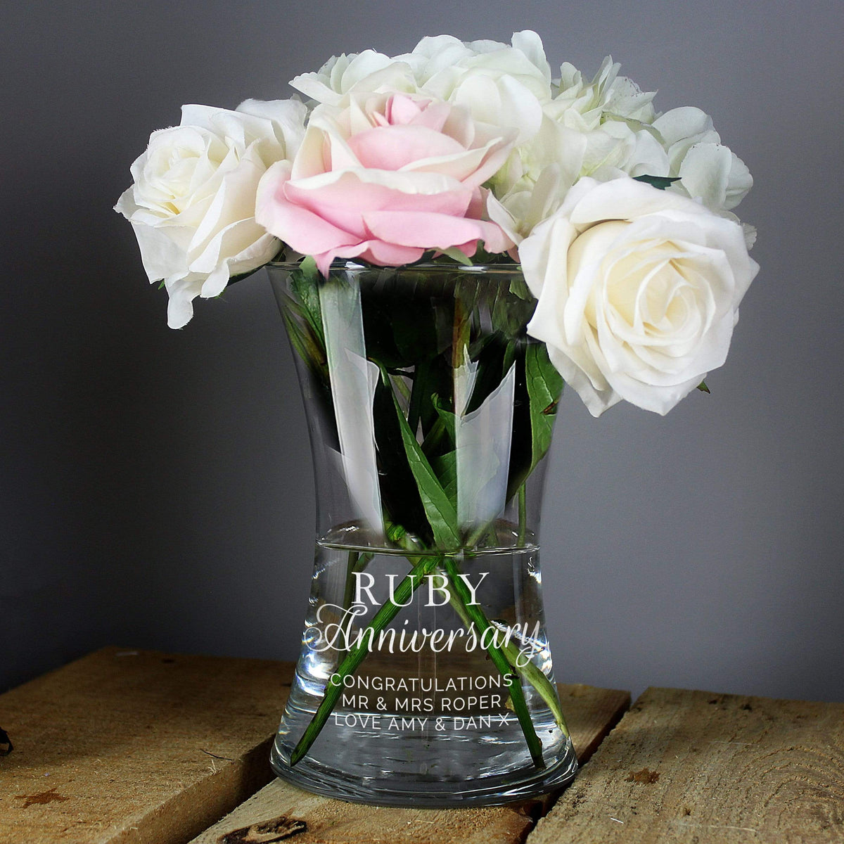 Personalised Memento Vases Personalised 'Ruby Anniversary' Glass Vase