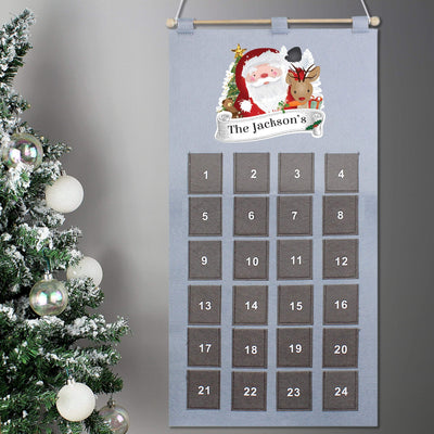 Personalised Memento Christmas Decorations Personalised Santa Advent Calendar In Silver Grey