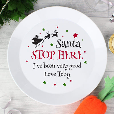 Personalised Memento Mealtime Essentials Personalised Santa Stop Here Plastic Plate