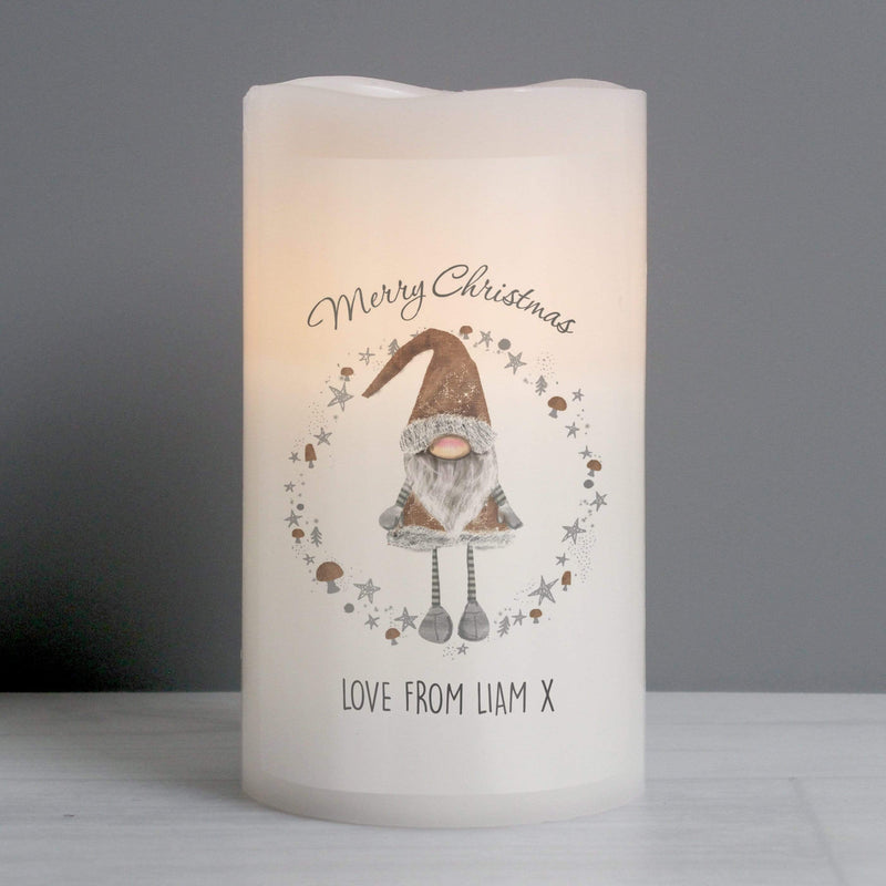 Personalised Memento LED Lights, Candles & Decorations Personalised Scandinavian Christmas Gnome LED Candle