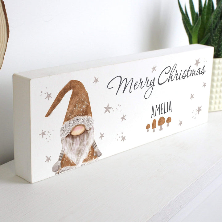 Personalised Memento Hanging Decorations &amp; Signs Personalised Scandinavian Christmas Gnome Wooden Block Sign