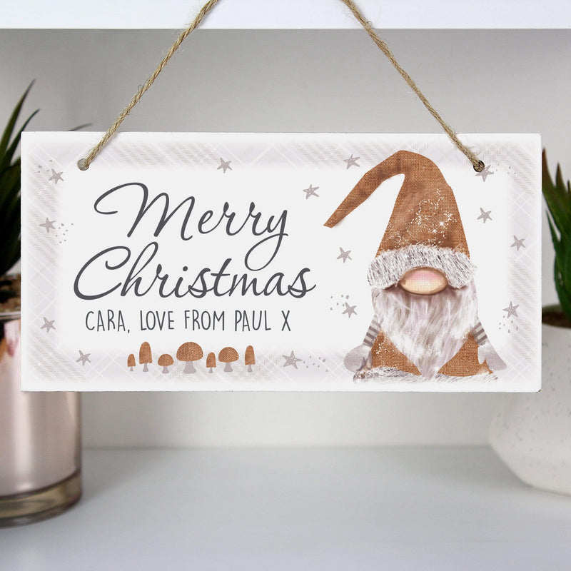 Personalised Memento Hanging Decorations & Signs Personalised Scandinavian Gnome Wooden Sign