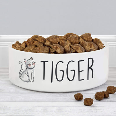 Personalised Memento Pet Gifts Personalised Scribble Cat 14cm Medium Pet Bowl