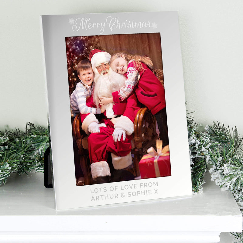 Personalised Memento Photo Frames, Albums and Guestbooks Personalised Silver 5x7 Merry Christmas Photo Frame