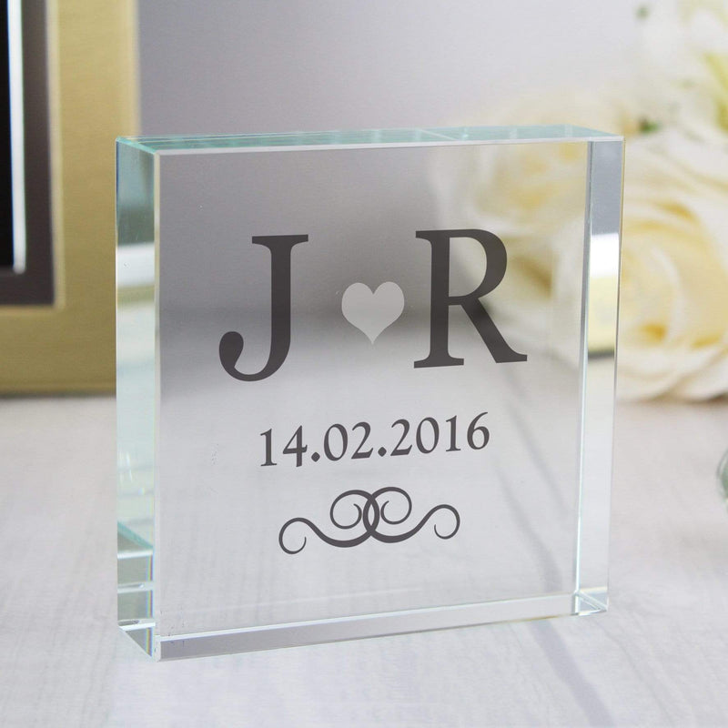 Personalised Memento Ornaments Personalised Silver Monogram Large Crystal Token