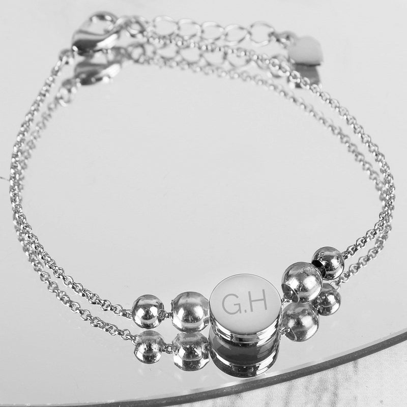 Personalised Memento Jewellery Personalised Silver Plated Initials Disc Bracelet