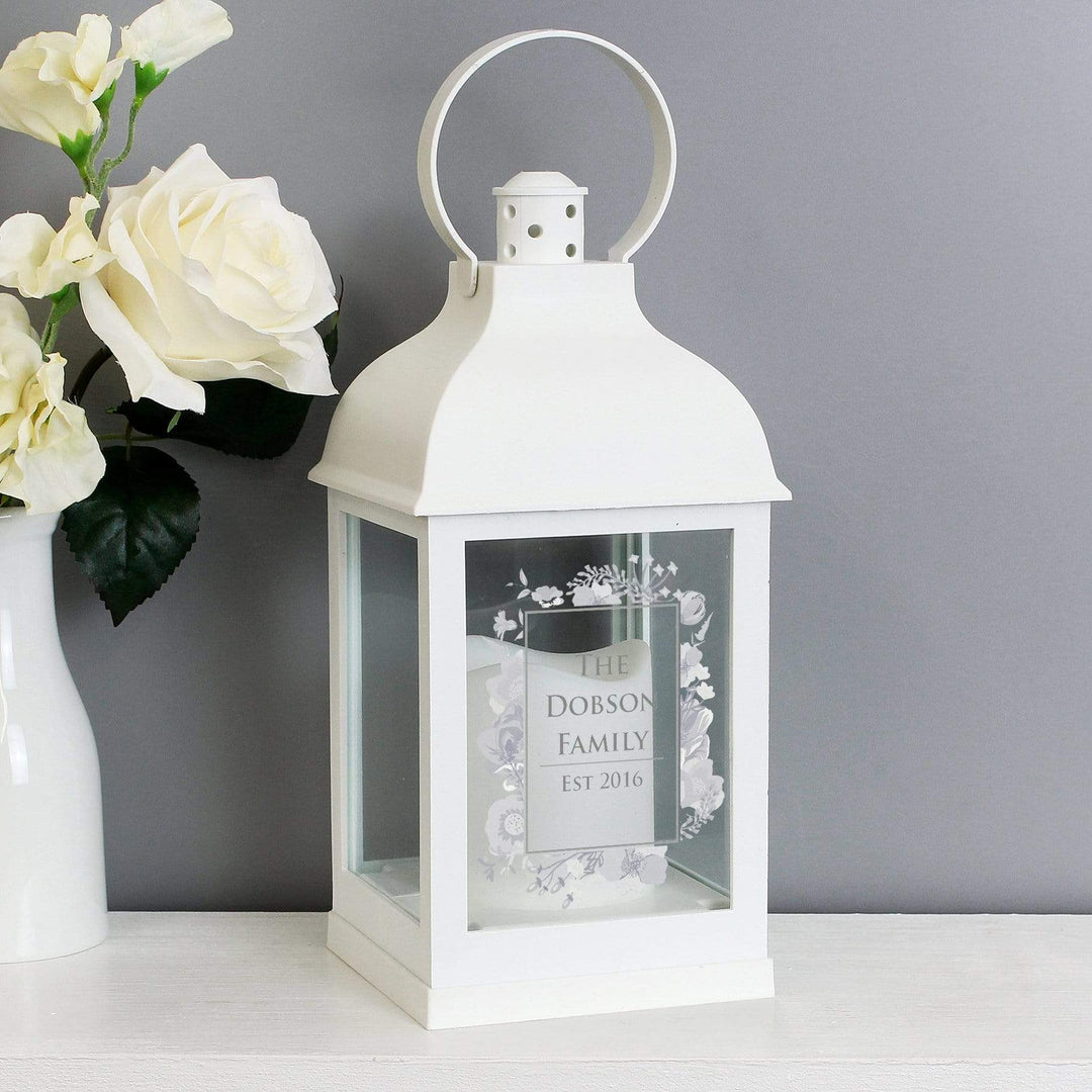 Personalised Memento LED Lights, Candles &amp; Decorations Personalised Soft Watercolour White Lantern