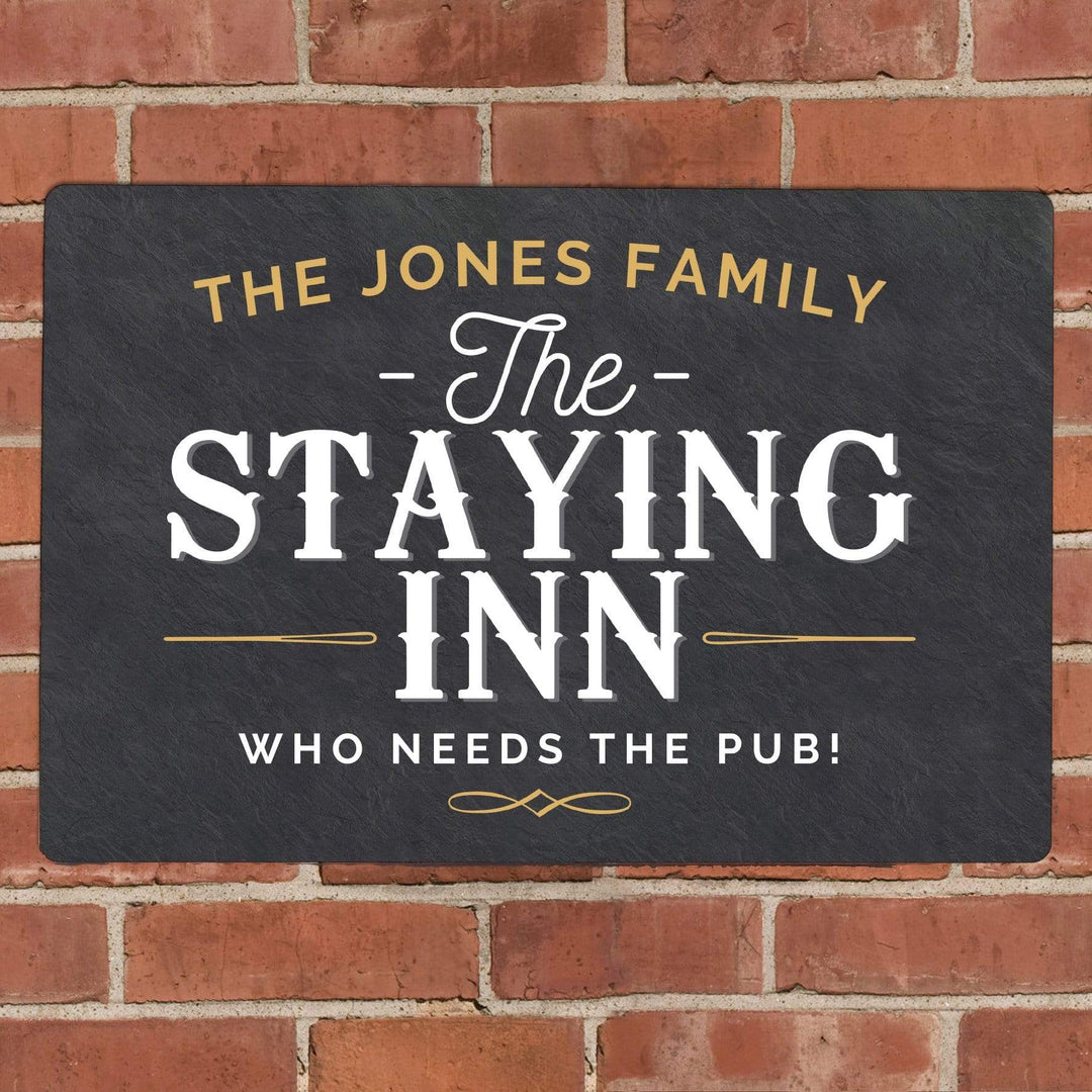Personalised Memento Hanging Decorations &amp; Signs Personalised Staying Inn Metal Sign