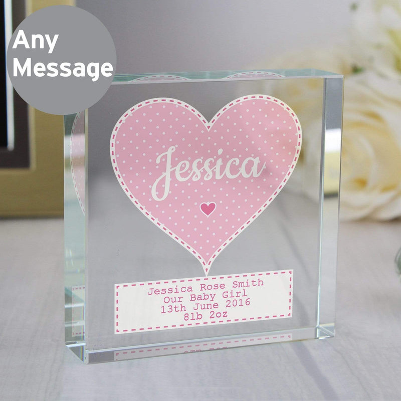 Personalised Memento Ornaments Personalised Stitch & Dot Baby Girl Large Crystal Token