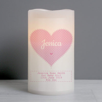 Personalised Memento LED Lights, Candles & Decorations Personalised Stitch & Dot Baby Girl Nightlight LED Candle