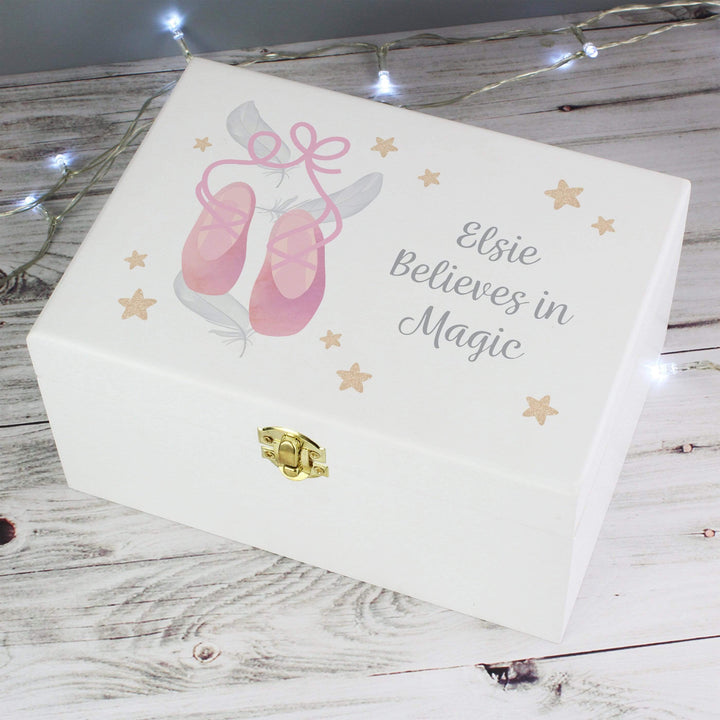 Personalised Memento Keepsakes Personalised Swan Lake Ballet White Wooden Keepsake Box