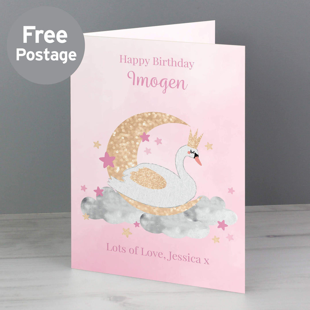 Personalised Memento Greetings Cards Personalised Swan Lake Card