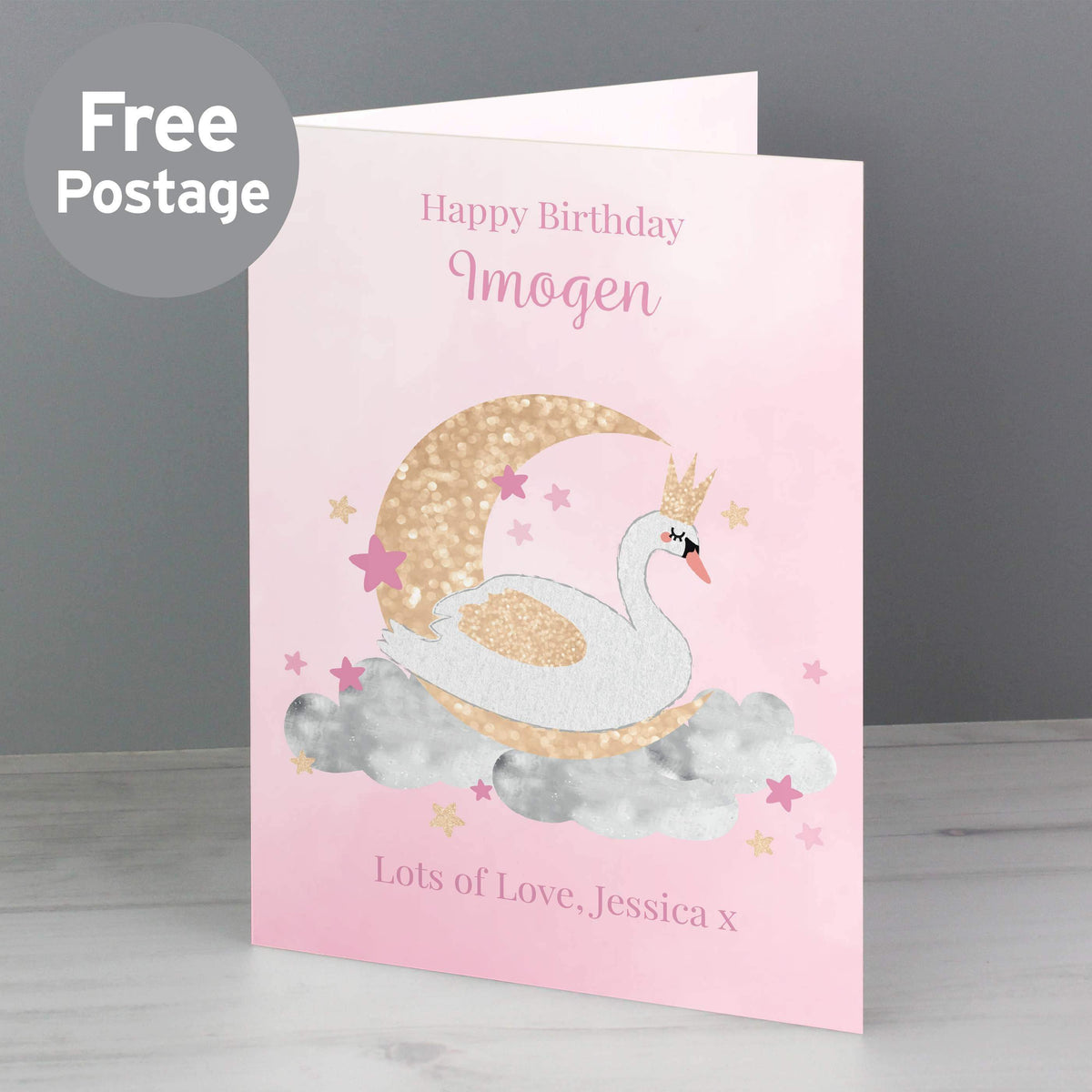 Personalised Memento Greetings Cards Personalised Swan Lake Card