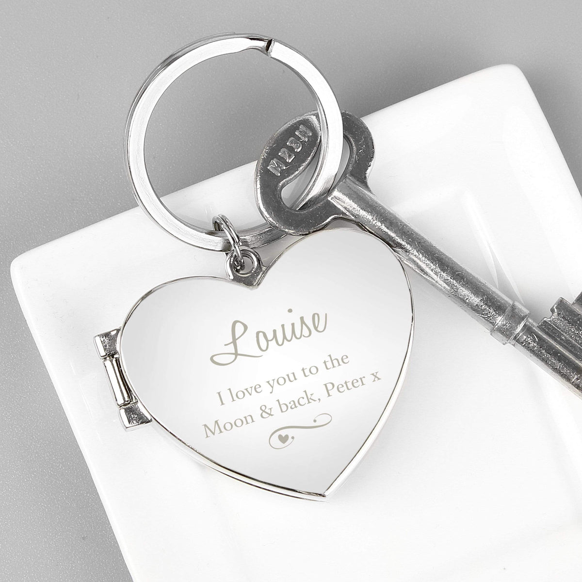 Personalised Memento Keepsakes Personalised Swirl Heart Photoframe Keyring