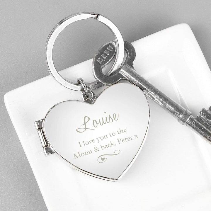 Personalised Memento Keepsakes Personalised Swirl Heart Photoframe Keyring