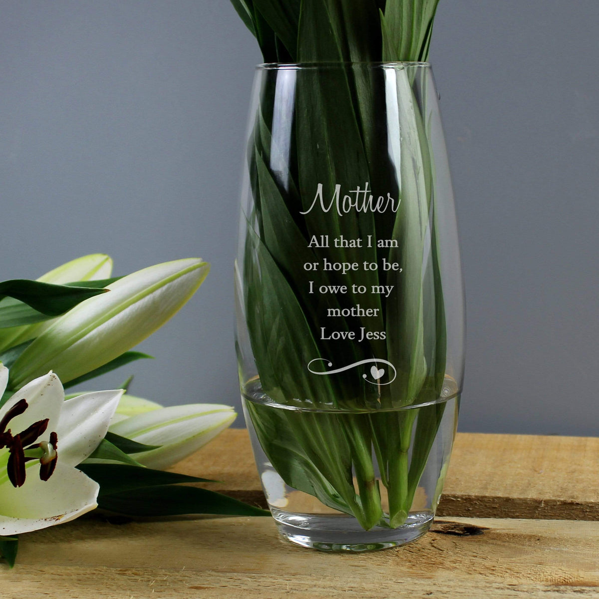 Personalised Memento Vases Personalised Swirls & Hearts Bullet Vase