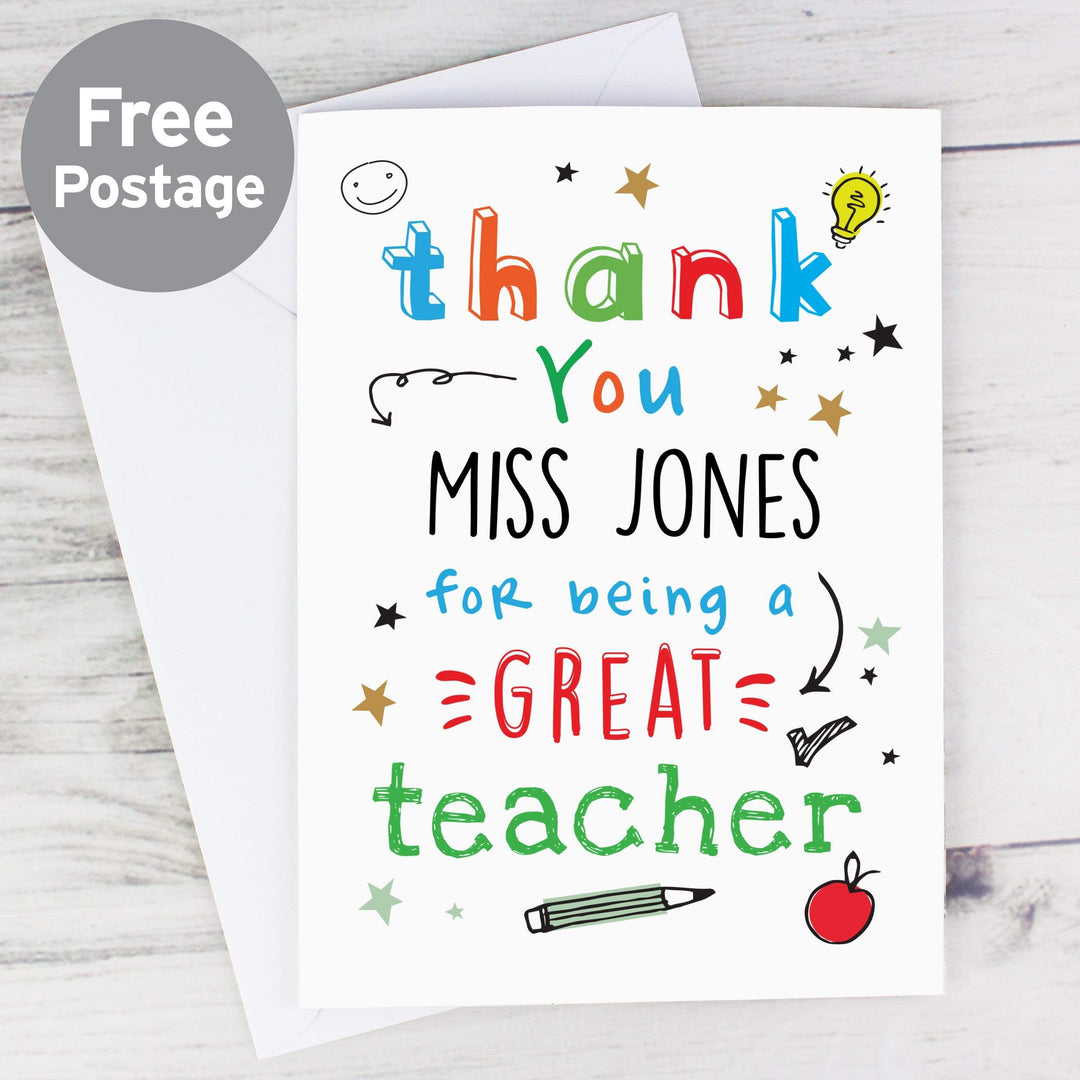 Personalised Memento Greetings Cards Personalised Thank You Teacher Card