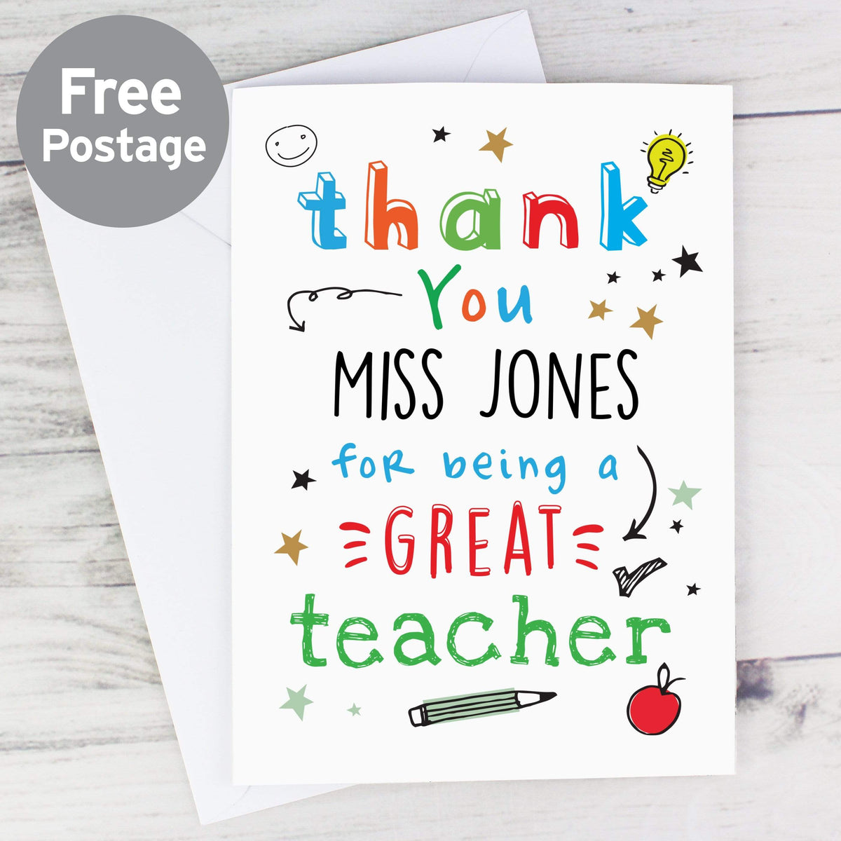 Personalised Memento Greetings Cards Personalised Thank You Teacher Card
