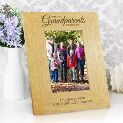 Personalised Memento Wooden Personalised ""The Best Grandparents"" 4x6 Oak Finish Photo Frame