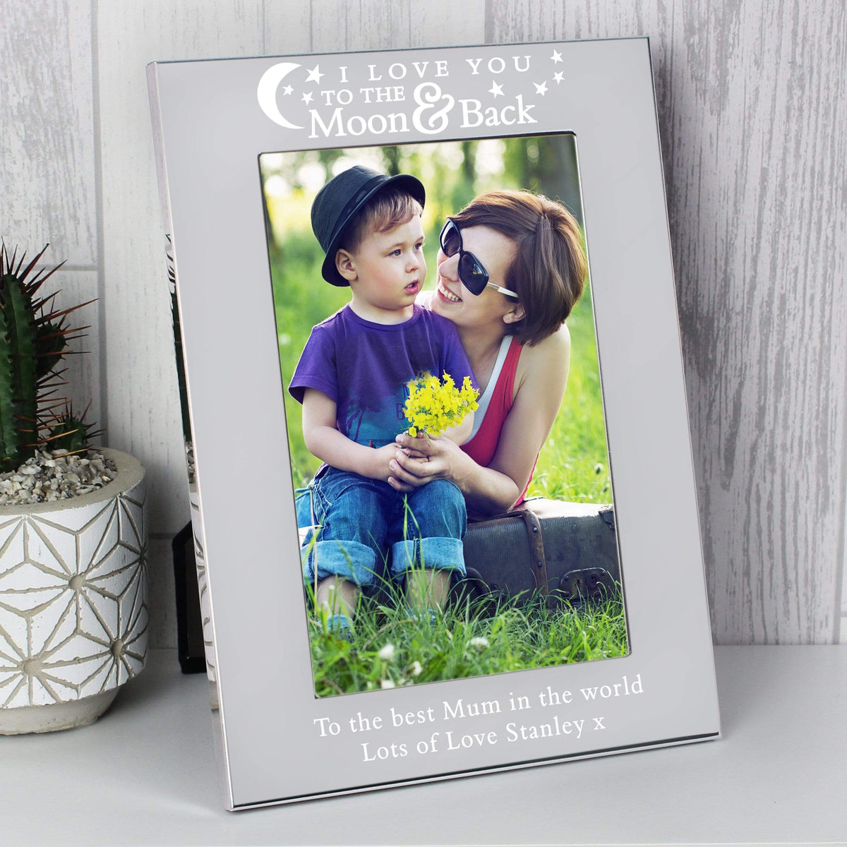 Personalised Memento Photo Frames, Albums and Guestbooks Personalised To the Moon and Back... 4x6 Silver Photo Frame
