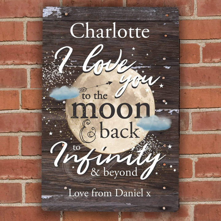Personalised Memento Hanging Decorations &amp; Signs Personalised To the Moon &amp; Infinity... Sign