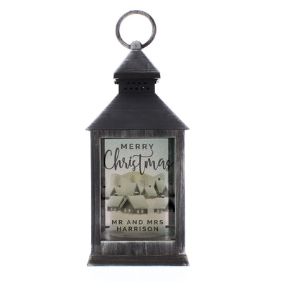 Personalised Memento LED Lights, Candles & Decorations Personalised Town Christmas Rustic Black Lantern
