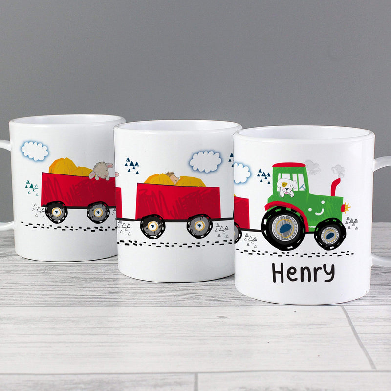 Personalised Memento Mealtime Essentials Personalised Tractor Plastic Mug