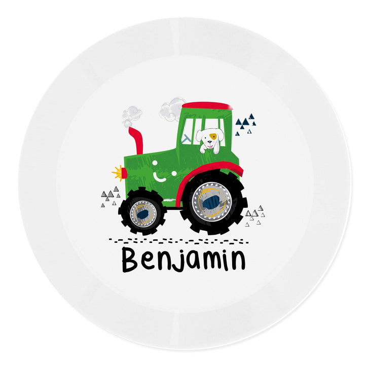 Personalised Memento Mealtime Essentials Personalised Tractor Plastic Plate