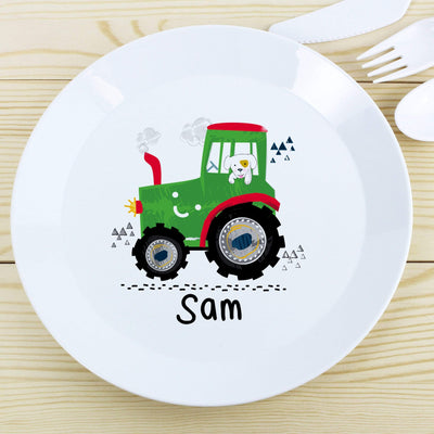 Personalised Memento Mealtime Essentials Personalised Tractor Plastic Plate