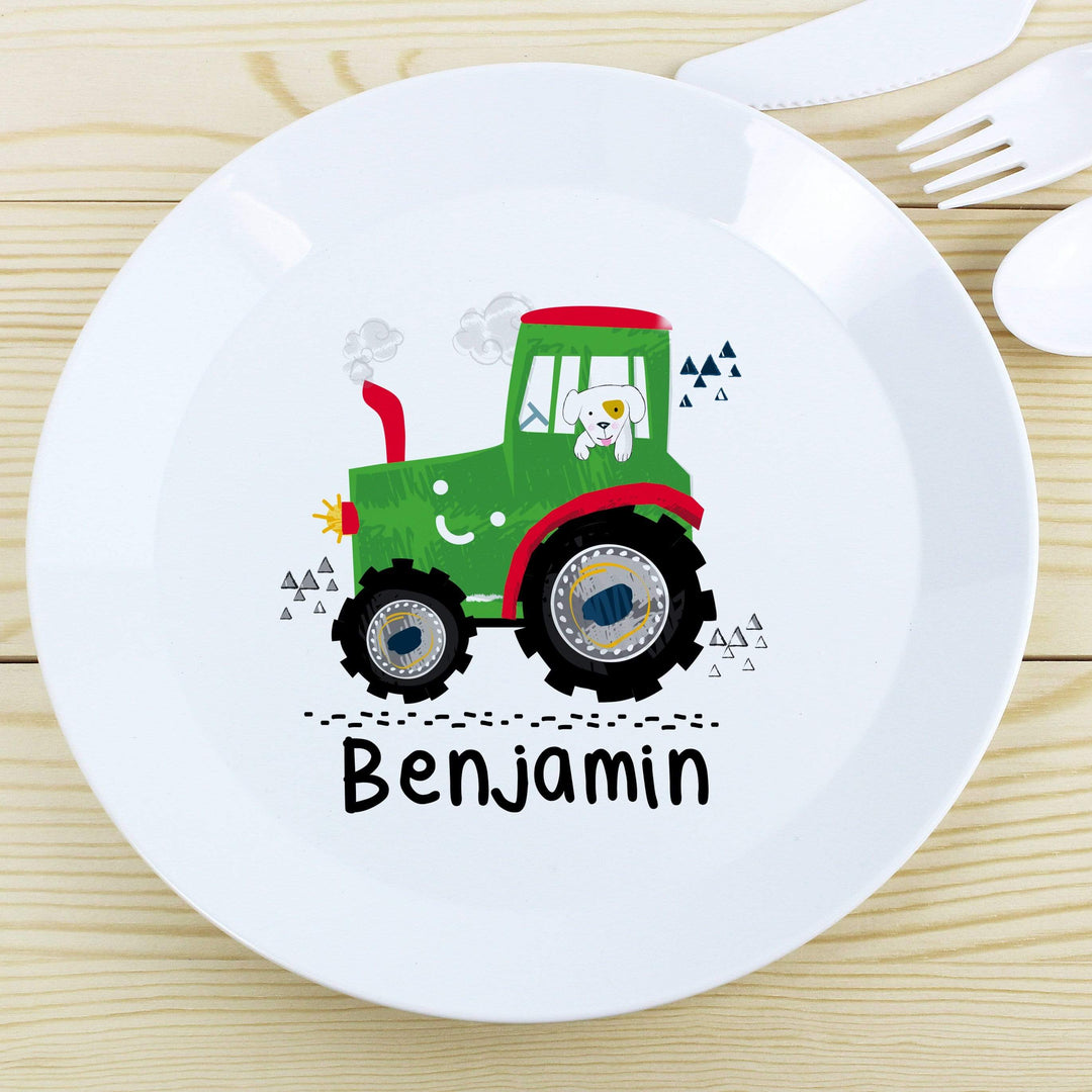 Personalised Memento Mealtime Essentials Personalised Tractor Plastic Plate
