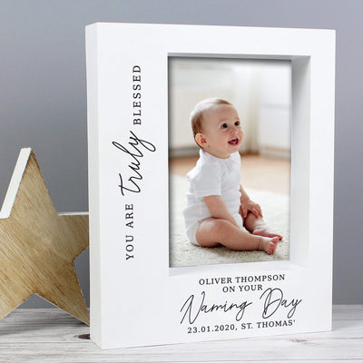 Personalised Memento Photo Frames, Albums and Guestbooks Personalised 'Truly Blessed' Naming Day 5x7 Box Photo Frame